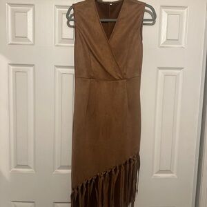 Western Brown faux suede Sleeveless Fringe Dress